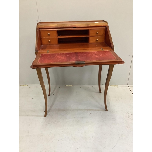 98 - A Louis XV style walnut bureau de dame, width 69cm, depth 42cm, height 92cm