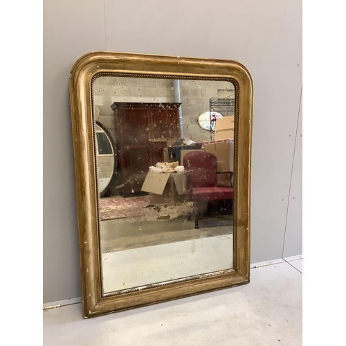 1007 - A 19th century Louis Philippe carved giltwood and composition wall mirror, width 100cm, height 134cm... 