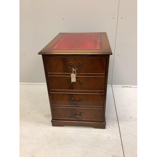 1011 - A reproduction George III style mahogany two drawer filing chest, width 54cm, depth 68cm, height 76c... 