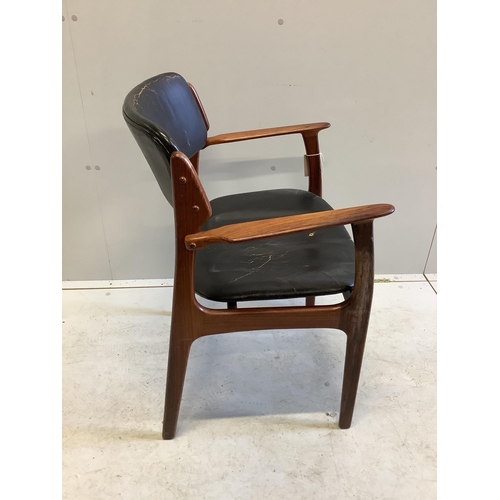 1037 - A mid century Danish design rosewood elbow chair, width 58cm, depth 42cm, height 80cm