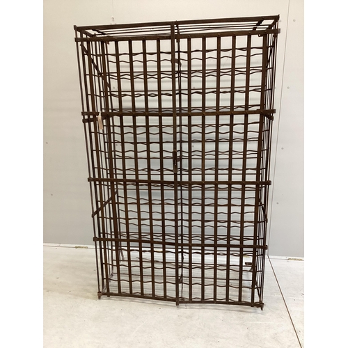 1086 - A French wrought iron wine cage, width 102cm, depth 55cm, height 162cm