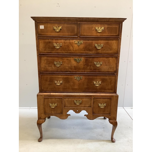 1109 - An 18th century walnut chest on stand, width 97cm, depth 56cm, height 146cm