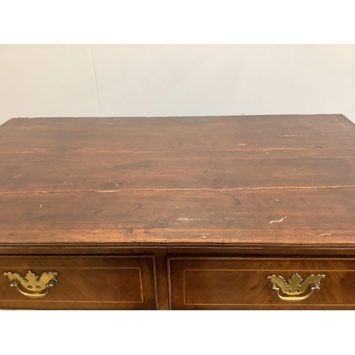 1109 - An 18th century walnut chest on stand, width 97cm, depth 56cm, height 146cm