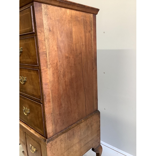 1109 - An 18th century walnut chest on stand, width 97cm, depth 56cm, height 146cm