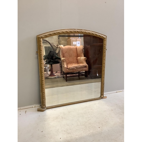 1112 - A Victorian giltwood and composition overmantel mirror, width 104cm, height 101cm