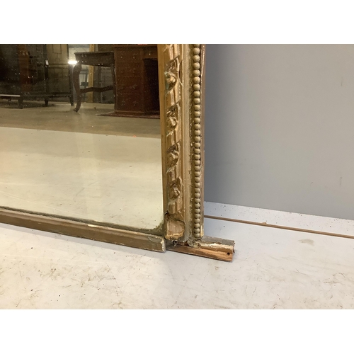 1112 - A Victorian giltwood and composition overmantel mirror, width 104cm, height 101cm