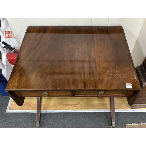 1138 - A Georgian style mahogany sofa table, width 71cm, depth 74cm, height 74cm