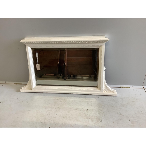 1140 - A late Victorian overmantel mirror, later painted, width 112cm, height 64cm