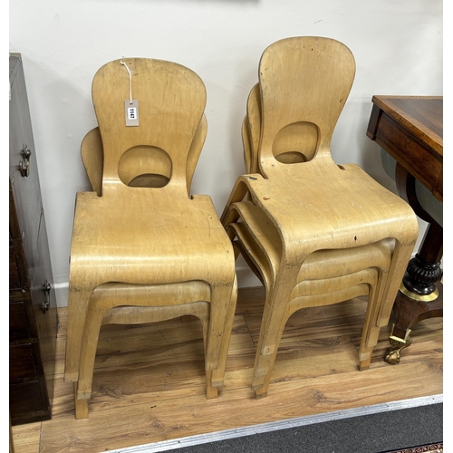 1147 - Seven 'Community Furniture' plywood chairs