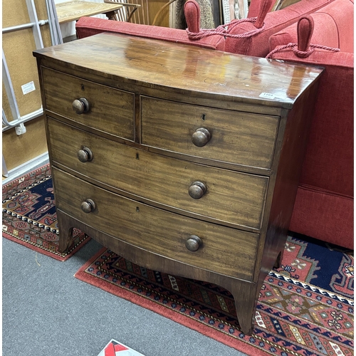 1164 - A Regency mahogany bowfront four drawer chest, width 91cm, depth 47cm, height 87cm