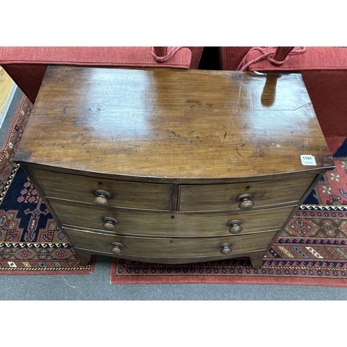 1164 - A Regency mahogany bowfront four drawer chest, width 91cm, depth 47cm, height 87cm