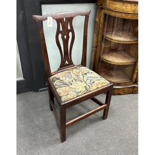 1183 - Seven George III Provincial mahogany oak and fruitwood dining chairs