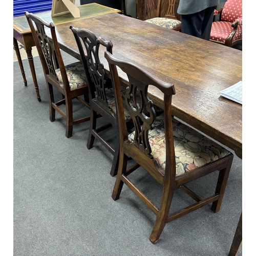 1183 - Seven George III Provincial mahogany oak and fruitwood dining chairs