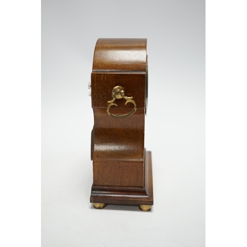 1260 - An inlaid mahogany 8 day mantel clock, 18.5cm