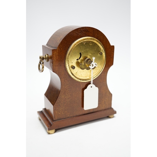 1260 - An inlaid mahogany 8 day mantel clock, 18.5cm