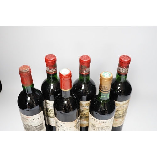 1284 - Three bottles of Chateau Dauzac Margaux 1972 and three other bottles Chateau Du Glana Saint Julien 1... 