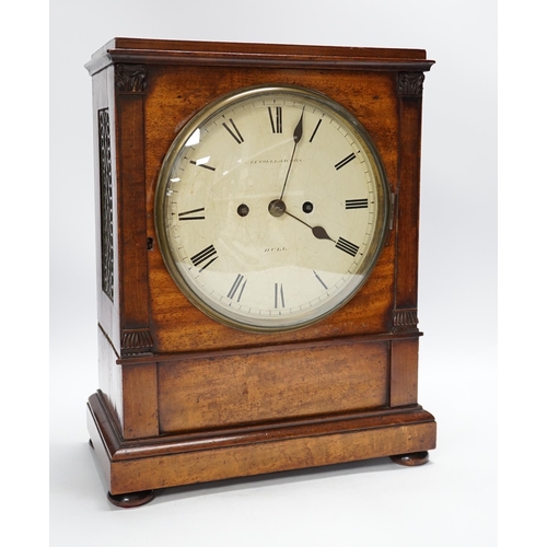 1285 - A George IV twin fusee mahogany bracket clock, 40cm