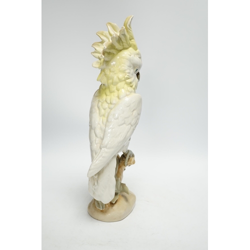 1287 - A Royal Dux porcelain model of a cockatoo, 41cm