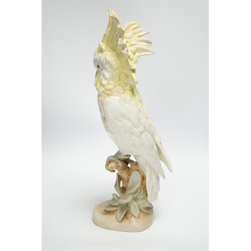 1287 - A Royal Dux porcelain model of a cockatoo, 41cm