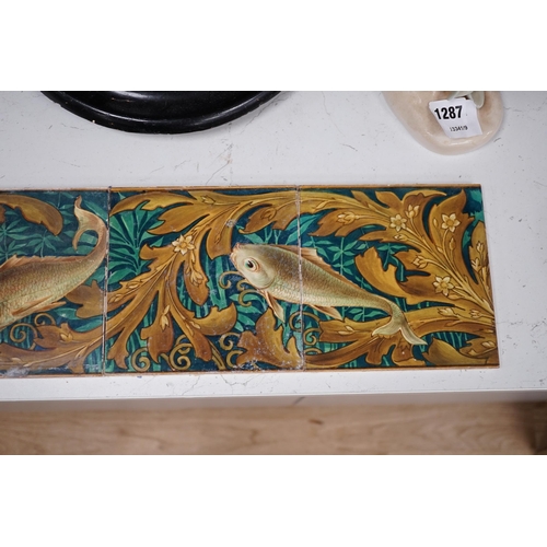 1289 - A set of six Victorian fish decorated tiles by WB Simpson, 15cmsq