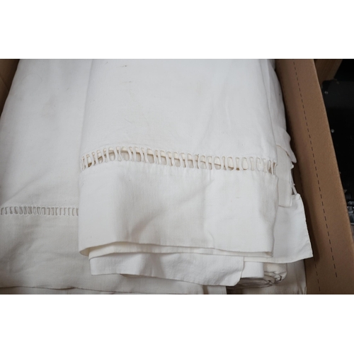 1299 - Ten 19th / 20th century coarse woven, monogrammed sheets