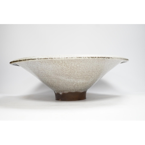 1312 - A Studio pottery crackle glaze bowl, 40cm diameter