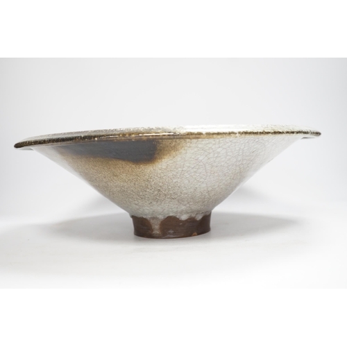 1312 - A Studio pottery crackle glaze bowl, 40cm diameter