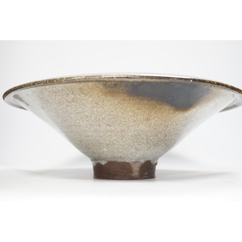 1312 - A Studio pottery crackle glaze bowl, 40cm diameter