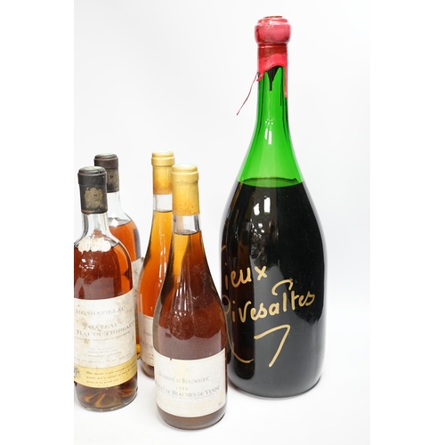 1314 - Five bottles of dessert wine including Domaine De Beaumalric 1998 and a magnum