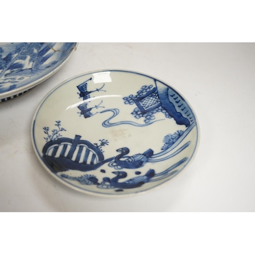 1318 - Two Japanese blue and white plates, largest 22cm in diameter