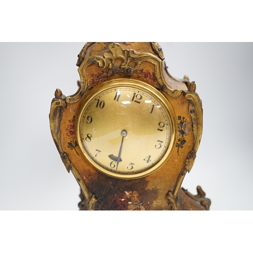 1330 - A Vernis Martin style mantel clock, 33cm high