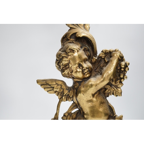 1348 - An Edwardian cast brass Cupid door porter, 49cm high