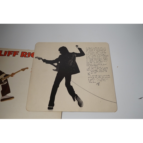 1349 - A signed Cliff Richard LP record album; Rock n Roll Juvenile, EMC3307, signed in ballpoint ink... 