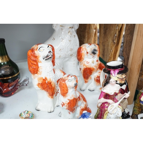 1354 - 19th century and later porcelain and ceramics including Staffordshire comforter spaniels, Doulton To... 