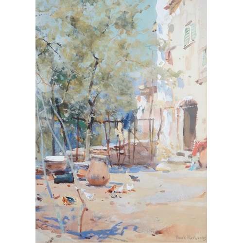 1724 - Frank Richards (1863-1935) heightened watercolour, Mediterranean street scene, signed, 35 x 24cm... 