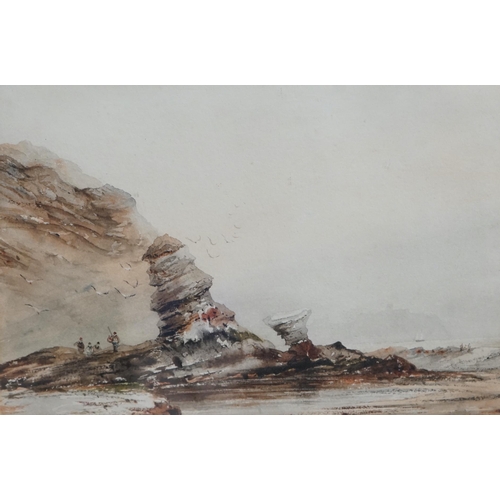 1730 - Henry Barlow Carter (1803-1867) watercolour, Rocks on the Coast, near Scarborough, Yorkshire, unsign... 