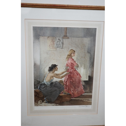 1739 - William Russell Flint (1880-1969) two colour prints, Pool below chateau and one other, one signed in... 