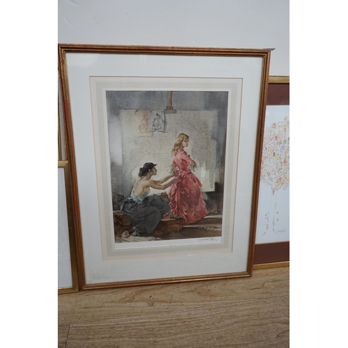 1739 - William Russell Flint (1880-1969) two colour prints, Pool below chateau and one other, one signed in... 