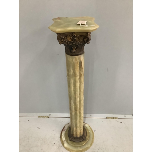 1006 - An Edwardian gilt metal mounted green onyx Corinthian column, height 95cm