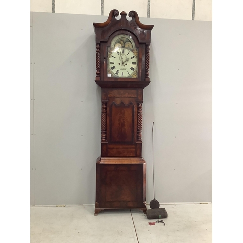 1007 - A Victorian North Country eight day longcase clock, painted dial marked Alldridge, Birmingham, heigh... 