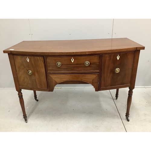 1009 - A Regency mahogany bowfront sideboard, width 129cm, depth 58cm, height 88cm