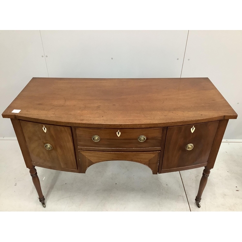 1009 - A Regency mahogany bowfront sideboard, width 129cm, depth 58cm, height 88cm