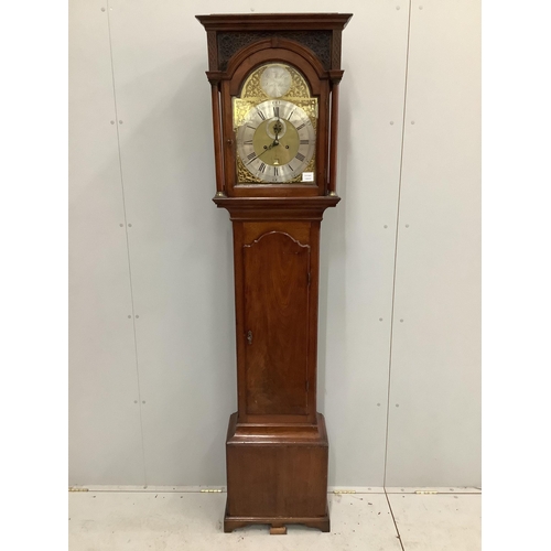 1018 - A George III mahogany eight day longcase clock, the brass dial marked Millard, Tewkesbury, height 20... 