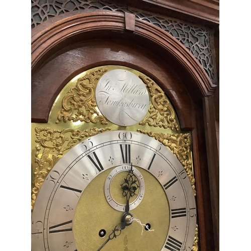 1018 - A George III mahogany eight day longcase clock, the brass dial marked Millard, Tewkesbury, height 20... 