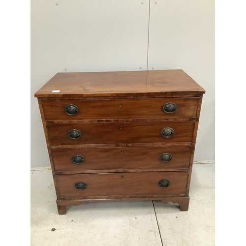 1034 - A George III mahogany chest of four long drawers, width 92cm, depth 52cm, height 89cm