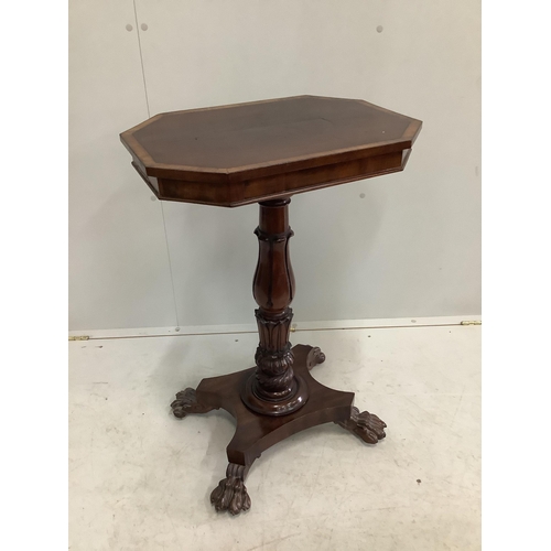 1035 - A William IV and later octagonal mahogany occasional table, width 54cm, depth 38cm, height 79cm... 