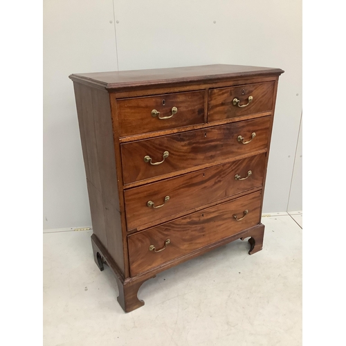 1038 - A George III mahogany five drawer chest, width 95cm, depth 48cm, height 110cm