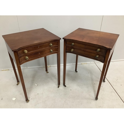 1039 - A pair of reproduction George III style mahogany two drawer bedside tables, width 49cm, depth 42cm, ... 