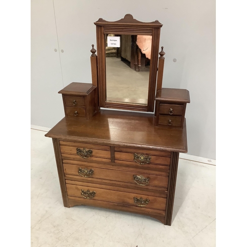 1045 - An early 20th century beech miniature dressing chest, width 43cm, depth 22cm, height 64cm