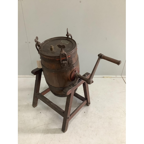 1057 - A Victorian Waide & Sons iron bound butter churn, height 76cm